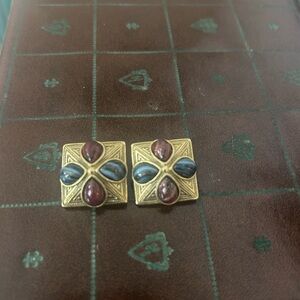 Gold and Multicolor Geometric Costume Earrings